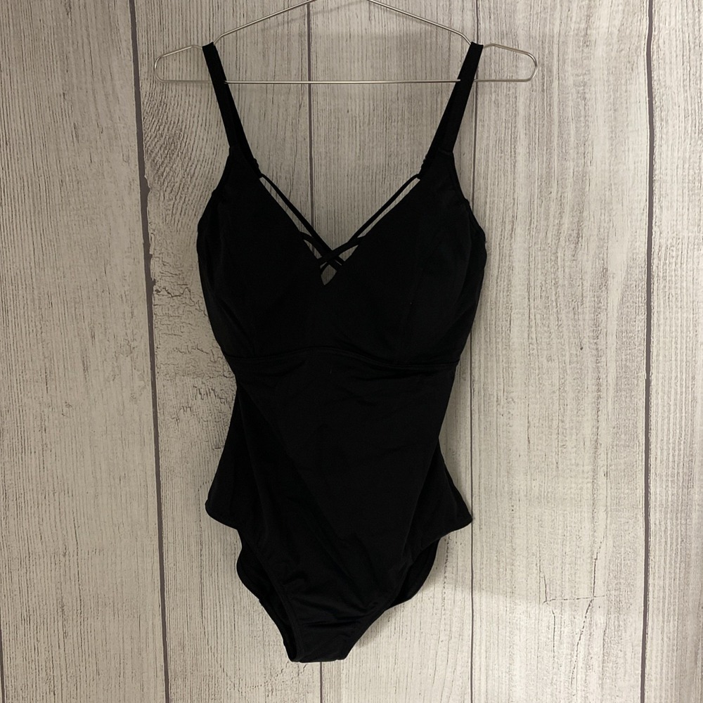 prAna Carina Swimsuit Womens 38D/LARGE Black One Piece Beach Vacation Cruise